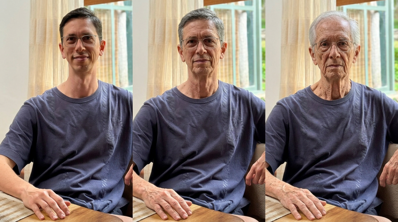 Exercício de memento mori — imagem envelhecida gerada por IA